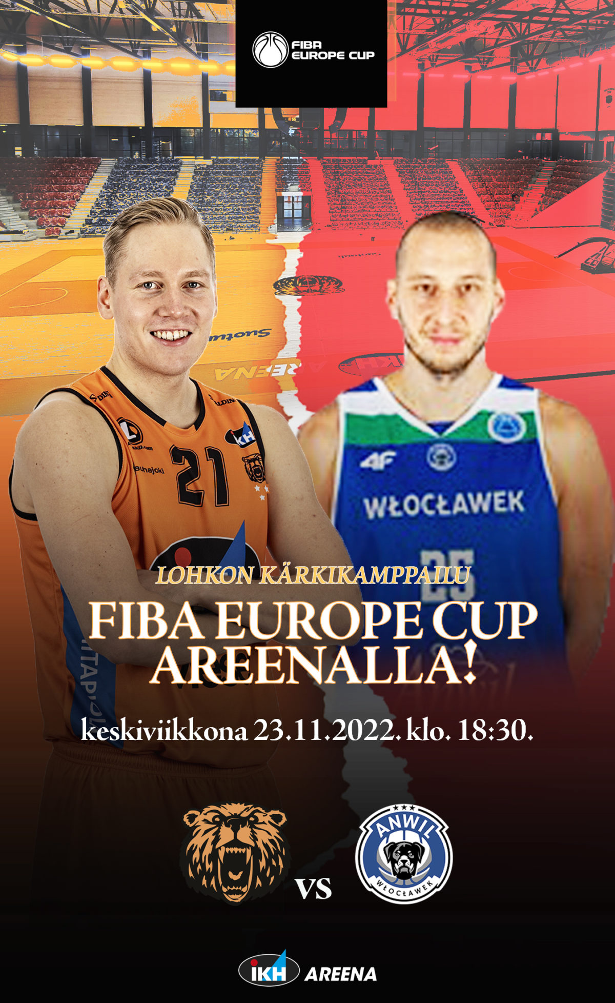 Otteluennakko: Karhubasket – Anwil Wloclawek
